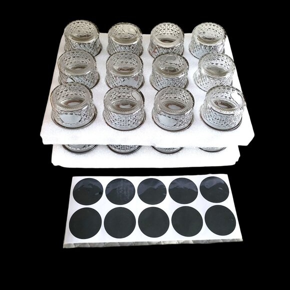 VERONES Quilted Glass Jars 4oz Lids/Bands/Labels Canning Spice Crafts DIY 24 NEW - Picture 3 of 6